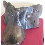 Brown and black leather saddle
