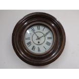 Early 20th C wall clock with circular Roman dial and moulded door, single train movement