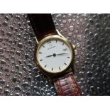 Ladies Eterna Quartz wristwatch with date, solid plated case on matching Eterna leather strap and