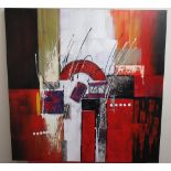 Modern art, oil on canvas, unframed, H100cm W100cm