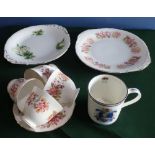 Colclough bone china, part tea service, six cups, six saucers, six tea plates and a large plate,
