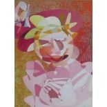 Catherine Bell (Contemporary): 'Hello Auntie' watercolour, signed, titled on label verso, 28cm x