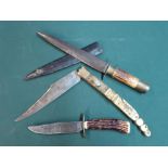 3 part lot comprising: 1. Antique Spanish Navaja folding knife. The 15cm (6?) steel blade stamped