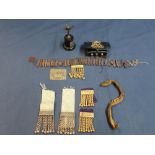 Signals regimental trophy with statuette a Calvary shoulder belt pouch, various tassels, regalia,