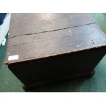 Black painted pine box with inner compartment with lock (no key) W46cm D40cm H34cm