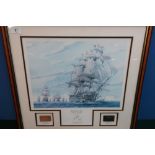 Framed and mounted print of HMS Victory-Pride of the Fleet, 21st October 1805 from original painting