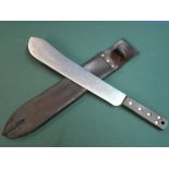 WWII period machete, the 14 inch blade with swollen point stamped J.J.B 1944, with broad arrow