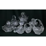 Collection Waterford and other cut glass flower baskets of various sizes (9)