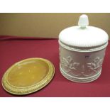 Victorian style creamware large cheese dome and a treacle glazed bread plate (2)