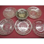 1938 Empire Exhibition, Glasgow, souvenir glass plate, three Geo.VI & Queen Elizabeth 1937