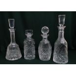 Waterford glass decanters with stoppers in various styles (4)