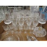 Crystal glass trumpet shaped vase, set of six wine glasses, other wine glasses, Royal Crystal