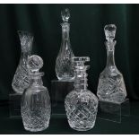 Stuart lead crystal glass carafe and collection of lead crystal glass decanters, including Edinburgh