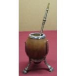 Early 20th C Bombillas stamped Albaca Eberle with gourd, tripod plated mount stamped Eberle
