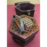 19th C Lachenal & Co 46 button concertina, with pierced rosewood ends, Pat No. 4752 with six fold
