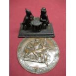 Continental patented cast iron group depicting card players W13.5cm D7.5cm H8.5cm and a pressed