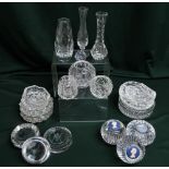 Collection of glass vases including Webb & Corbett and other, collection of ashtrays including