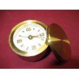 Modern Tiffany & Co. brass cased desk clock, circular dial with baton numerals and Arabic
