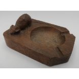 Robert Mouseman Thompson - adzed oak ashtray carved with signature mouse D10cm