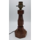 Alan Acorn Man Grainger - small adzed oak octagonal table lamp of good colour, on tapering octagonal