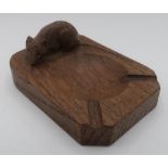 Robert Mouseman Thompson - adzed oak ashtray with carved signature mouse D10cm