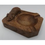 Robert Mouseman Thompson - adzed oak ashtray carved with signature mouse D10cm