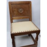 Yorkshire Oak - a childs oak chair, panel back carved with a Yorkshire Rose, brass nail