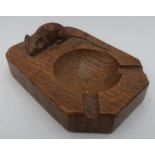 Robert Mouseman Thompson - adzed oak ashtray, carved with signature mouse D10cm