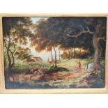 English Provincial School (19th Century): Set of three Hunting scenes in extensive wooded