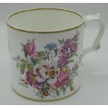 Large late Victorian Staffordshire mug, body printed and enamelled with a profuse spray of wild