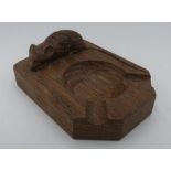 Robert Mouseman Thompson - adzed oak ashtray carved with signature mouse D10cm