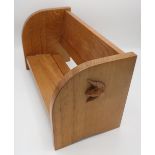Coxwold Cabinet Makers - an oak extending book trough, carved with signature unicorn, W43cm D16cm