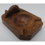 Robert Mouseman Thompson - adzed oak ashtray with carved signature mouse, D10cm