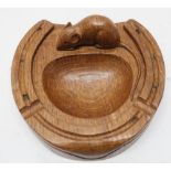 Robert Mouseman Thompson - an oak ash tray or pin dish in the form of a horseshoe, carved with