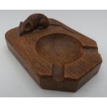 Robert Mouseman Thompson - adzed oak ashtray, carved with signature mouse D10cm