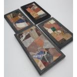 Four Grand Tour style Pietra Dura decorated rectangular paperweights 20cm x 11cm max (4)