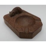 Robert Mouseman Thompson - adzed oak ashtray with carved signature mouse, D10cm