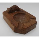 Robert Mouseman Thompson - adzed oak ashtray, carved with signature mouse D10cm