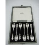 Set of six ERII silver hallmarked coffee spoons, Birmingham 1960 by Walker & Hall, a set of six
