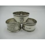 Three silver Napkin rings Sheffield 1925, Chester 1919 and Chester (3)