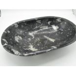 Craved black fossil hardstone fruit bowl