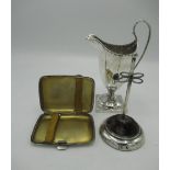 Geo.111 silver hallmarked helmet shaped cream jug, London 1788, an Edw.V11 hat pin stand, Birmingham