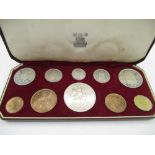 Royal Mint 1953 Queen Elizabeth II Coronation Pre Decimal ten Coin Set, Crown to Farthing , cased