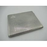 Geo V engine turned silver hallmarked rectangular cigarette case W10cm. Birmingham 1932 by Frederick