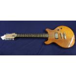 12 string electric guitar with solid mahogany body in natural finish, mahogany neck, black finish