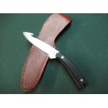 Old Timer sheath knife, with 3 1/2 inch gutting blade, marked Schrade, with leather belt sheath