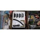 Large quantity of Hornby and other model railway track, control centres and various model scenery in