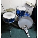 Apollo percussion five piece drum kit including kick, snare, one rack etc in blue finish