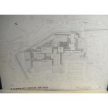 Two art work drawings for the transport museum of York inc. the view of courtyard above locomotive