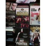 Collection of boxing matches and documentaries on VHS in three boxes